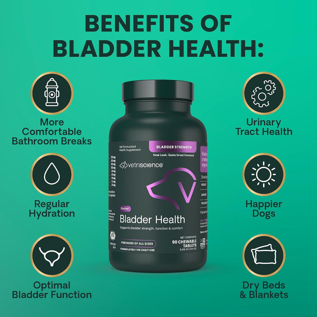 VetriScience Bladder Health – Suplemento para la salud urinaria en perros, 90 comprimidos masticables