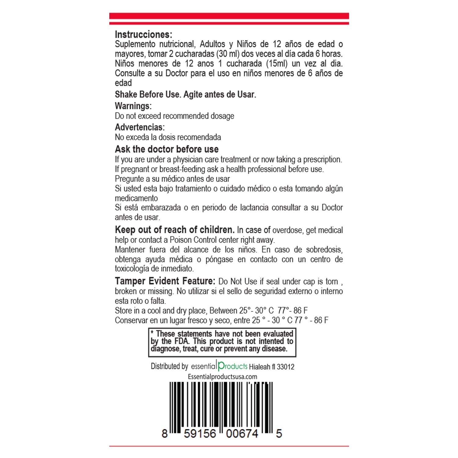 Jarabe Berro y Cebolla Rábano con Miel - 2 Pack de 8 oz cada uno - ELP ESSENTIAL