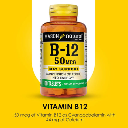 MASON NATURAL Vitamina B12 50 mcg con – Formación normal de glóbulos rojos: Esencial para prevenir la anemia – Image 4
