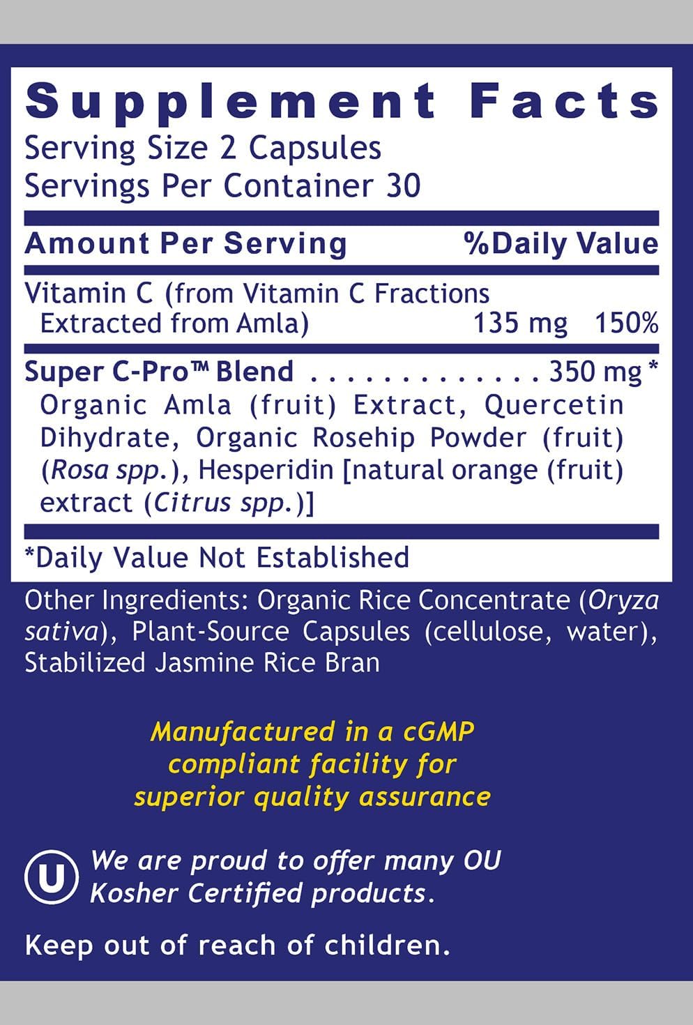 Quantum Vitamin C - Vitamina C Orgánica Natural con Bioflavonoides - 60 Cápsulas Veganas