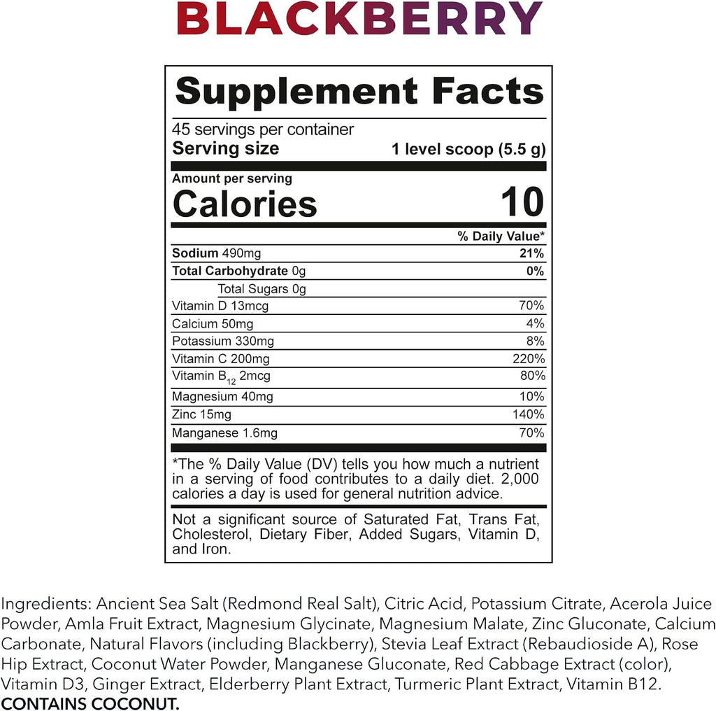 Redmond Re-Lyte Immunity Multivitamínico con Electrolitos (BlackBerry)