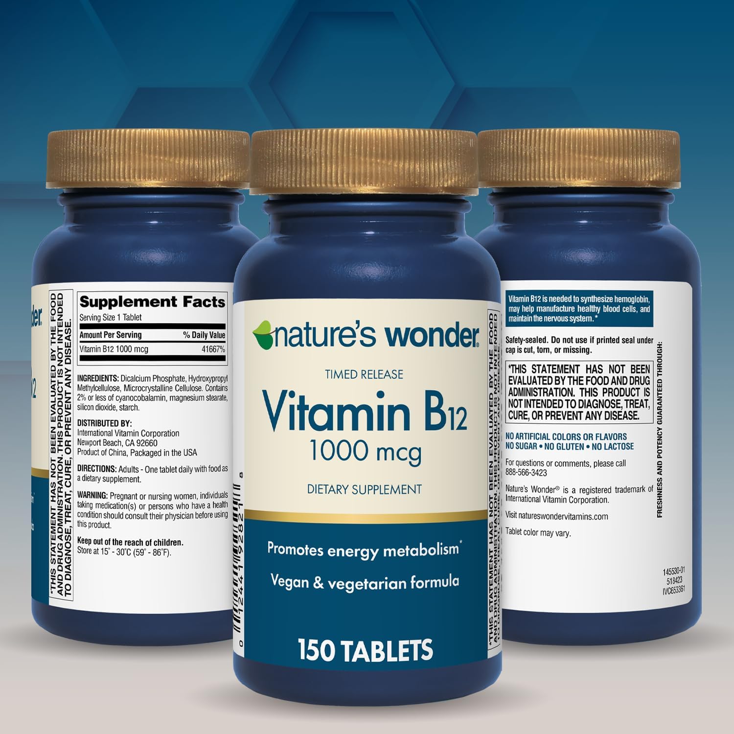 Nature's Wonder Vitamina B12 1000 mcg - Comprimidos de Liberación Prolongada (150 Comprimidos)