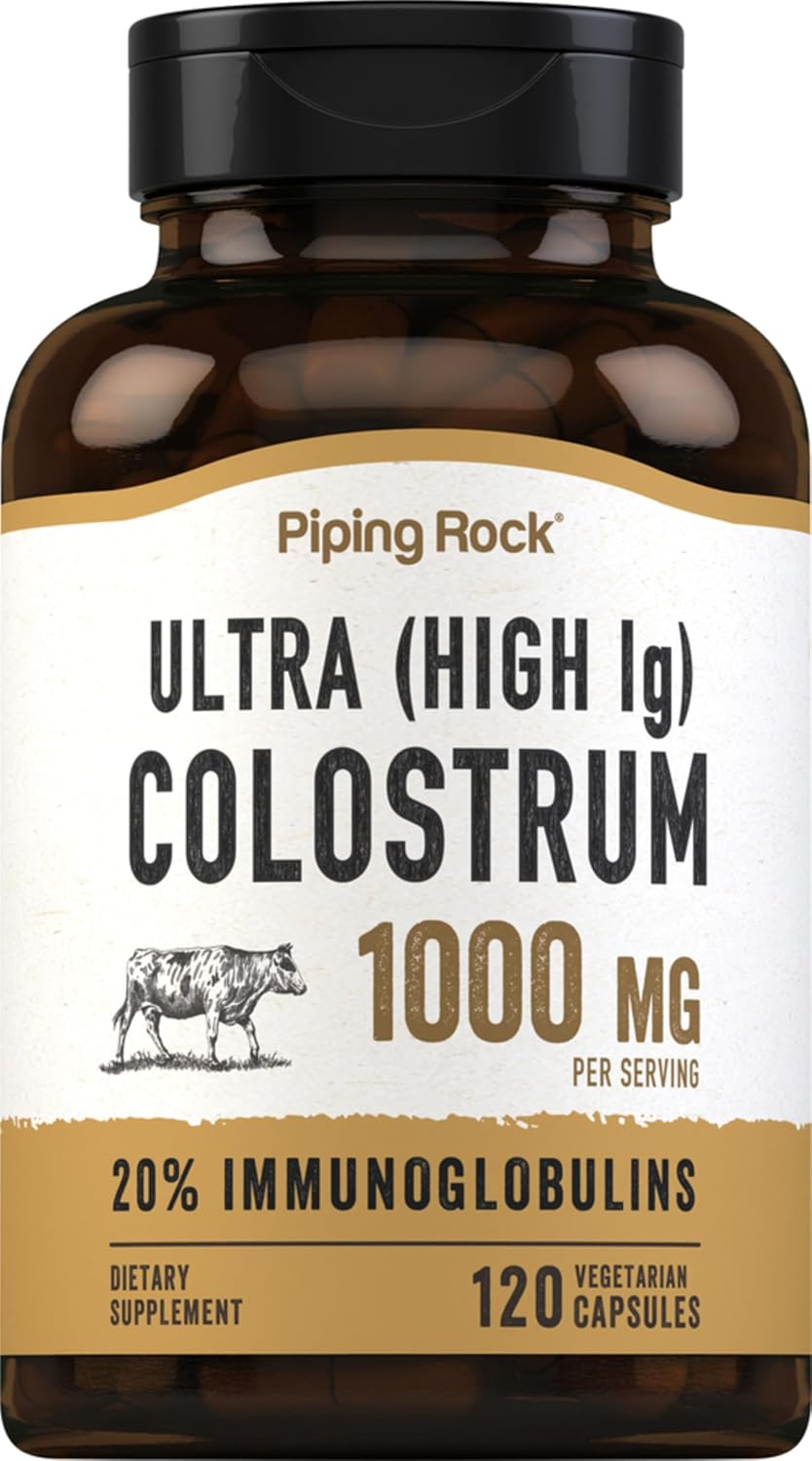 Piping Rock Colostrum Capsules 1000mg | 120 Capsules | Supplement for Women & Men | 20% Immunoglobulin | Vegetarian, Non-GMO, Gluten-Free