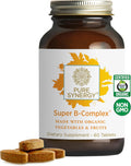 PURE SYNERGY Super B-Complex | Complejo de vitamina B elaborado con alimentos integrales ecológicos | Suplemento vegano con vitamina B12, niacina y folato naturales | para energía, concentración y estado de ánimo (60 comprimidos)