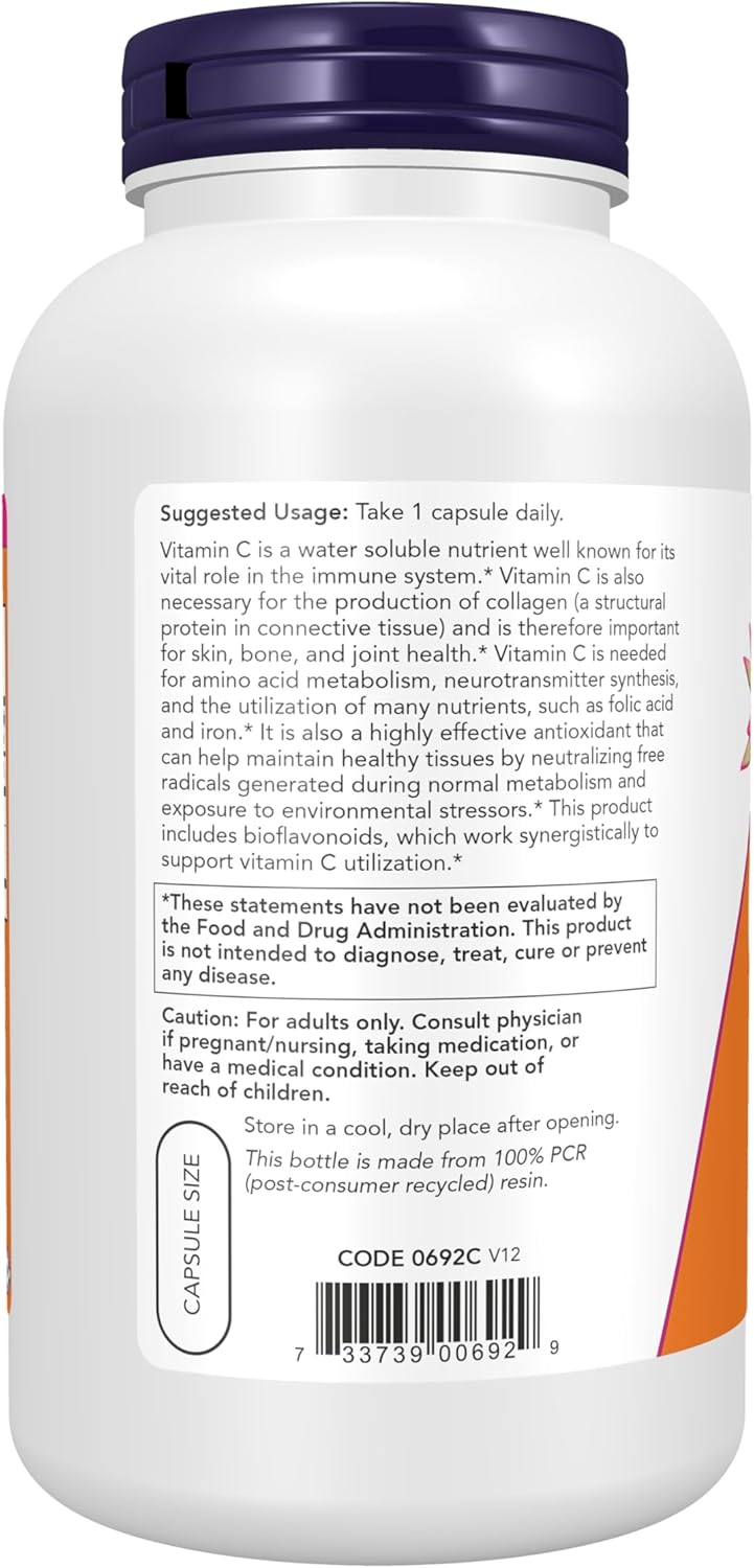 Vitamina C-1000 con Bioflavonoides - 250 Cápsulas Vegetales - NOW Foods