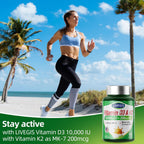 LIVEGIS Vitamina D3 K2 Softgels, D3 10000 UI con K2 (MK-7) 200 mcg, 90 cápsulas