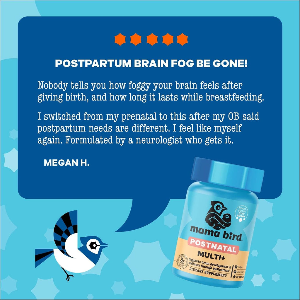 Best Nest Wellness Mama Bird Postnatal Multi+ - 30 Cápsulas Veganas para Lactancia