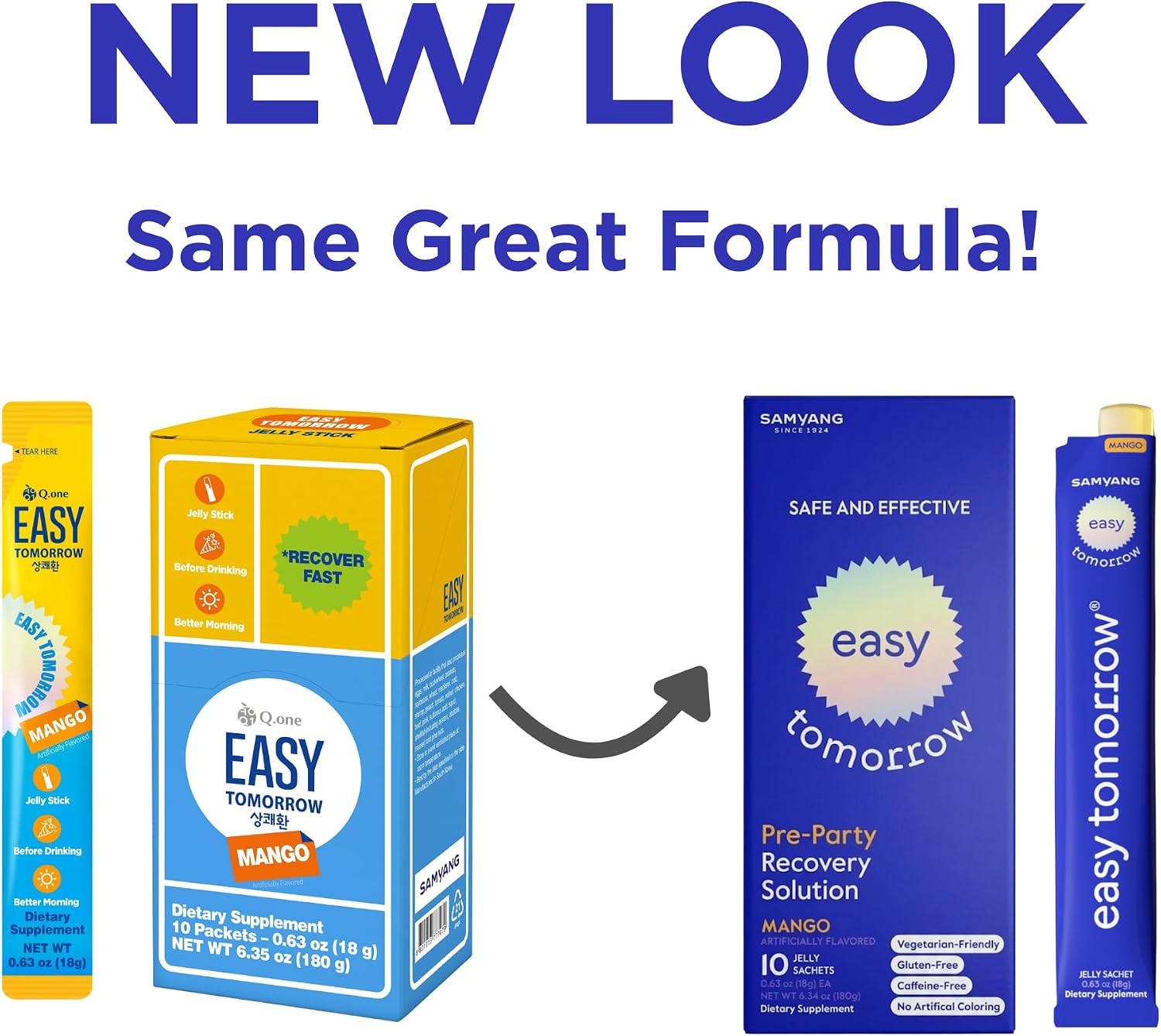 EASY TOMORROW - Natural Energy & Morning Vitality Jelly Stick (Sabor Mango, 10 sticks)
