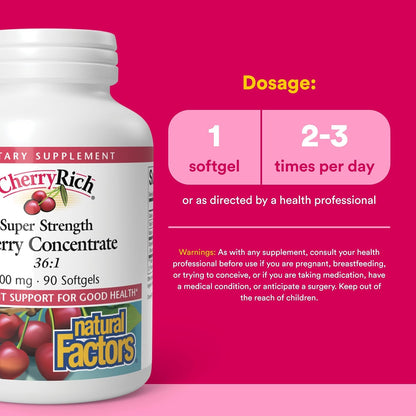 Natural Factors CherryRich Concentrado de Cereza Súper Fuerte, Apoyo Antioxidante, 90 cápsulas blandas – Image 3