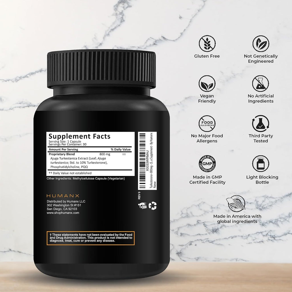 HUMANX Turkesterone+ 800mg - Suplemento para Desarrollo Muscular y Rendimiento Deportivo