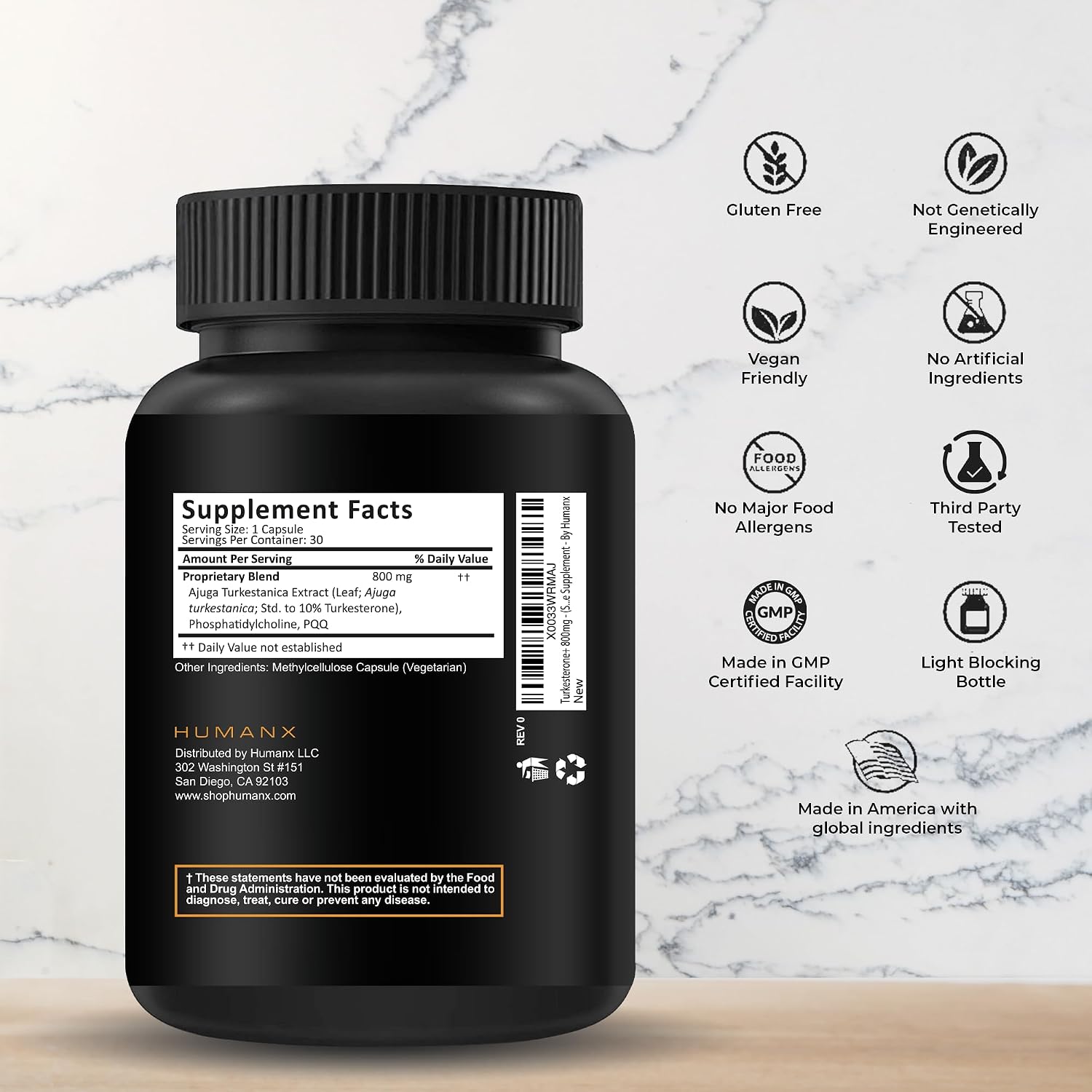 HUMANX Turkesterone+ 800mg - Suplemento para Desarrollo Muscular y Rendimiento Deportivo