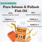 Aceite de Salmón Salvaje de Alaska para Perros y Cachorros - Suplemento de Omega 3 con EPA y DHA, Tamaño de Prueba, 8 oz