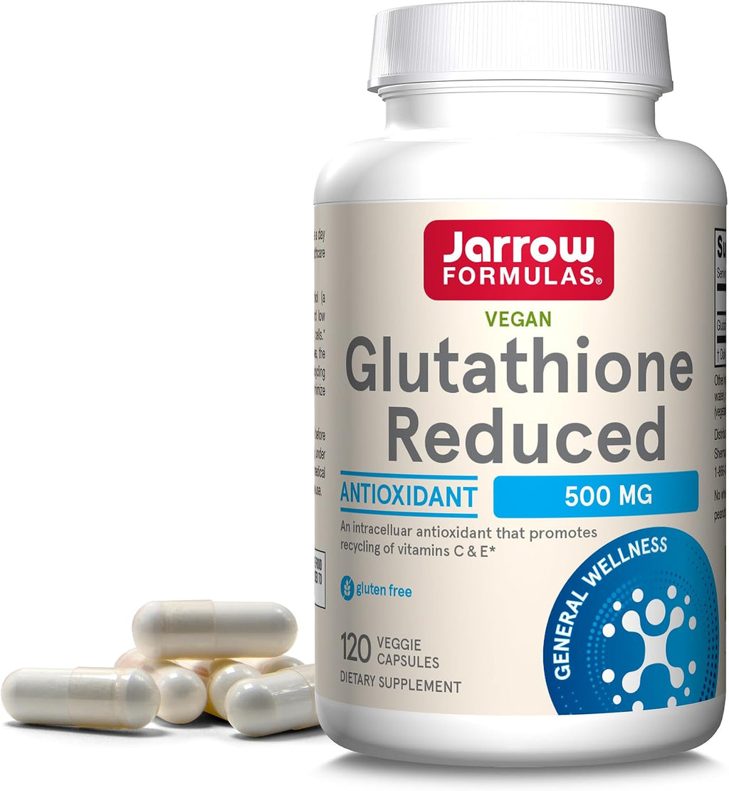 Jarrow Formulas Reduced Glutathione 500 mg - 120 Vegetable Capsules - Intracellular Antioxidant