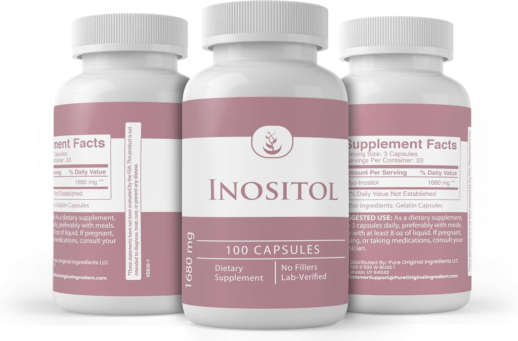 PURE ORIGINAL INGREDIENTS Inositol, 100 Cápsulas - Siempre Puro, Sin Aditivos ni Rellenos