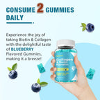 Gominolas de Biotina con Colágeno y Queratina - Sabor Arándano - 120 Gominolas (Pack de 2)