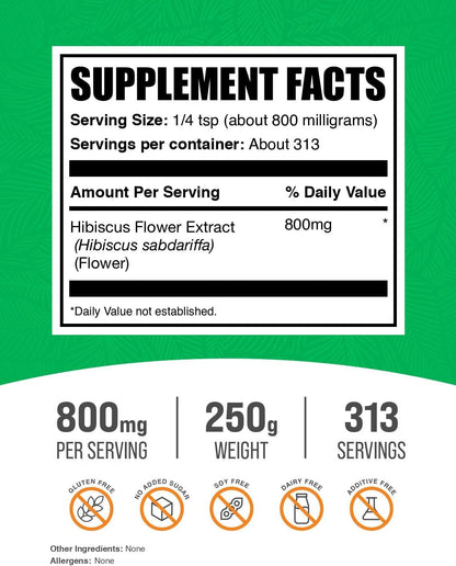 BulkSupplements.com Extracto de Flor de Hibisco en Polvo - Suplemento de Hibisco, Extracto de Hibisco, Suplemento Herbal - – Image 2