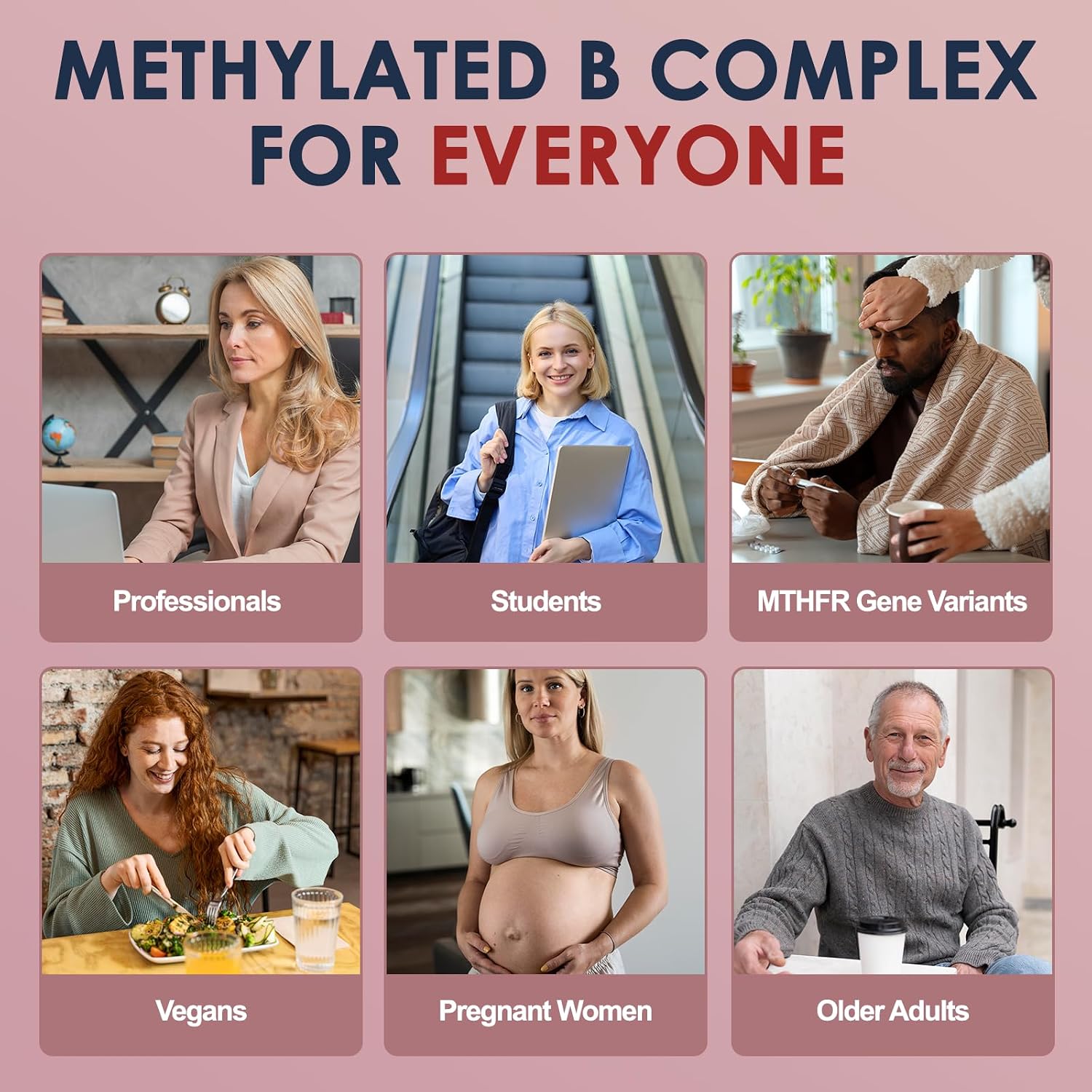 Migcopat Complejo B Metilado 17-en-1, 258,150 mcg Multivitamínico, B12 Metilcobalamina, Metilfolato, Vitamina C, Vitamina D3 K2, CoQ10, Biotina, TMG - 120 Cápsulas