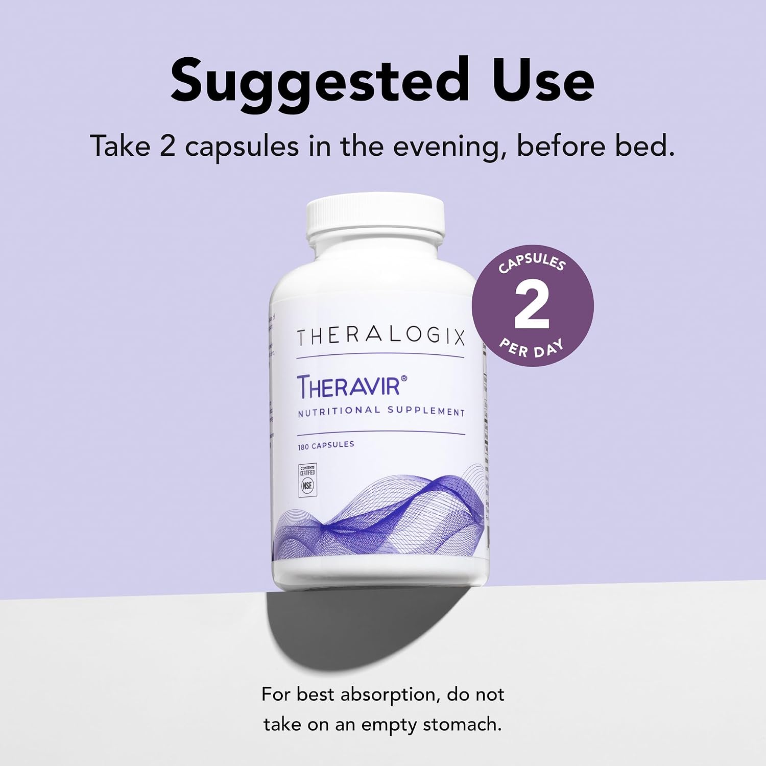 Theralogix Theravir Apoyo Inmunitario - 180 Cápsulas (90 Días) con Vitamina D3, C, Zinc, Quercetina y Melatonina - Certificado NSF