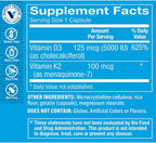 The Vitamin Shoppe Vitamina D3 K2 5000 UI - Combinación D3 + K2 MK-7 | 120 Cápsulas
