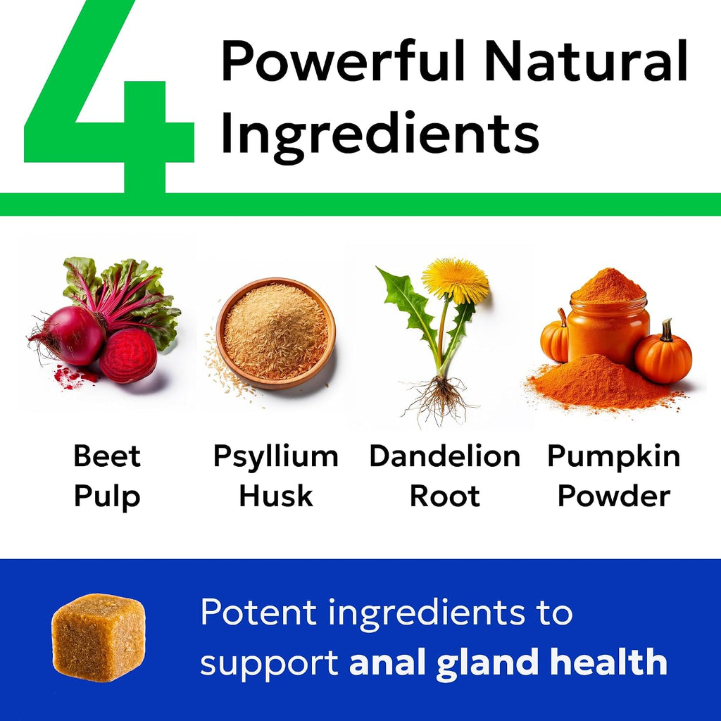 BARK&SPARK Golosinas para el Tratamiento de Glándulas Anales para Perros - Suplemento de Apoyo con Prebióticos y Enzimas Digestivas - Sabor a Bacon, 120 Golosinas