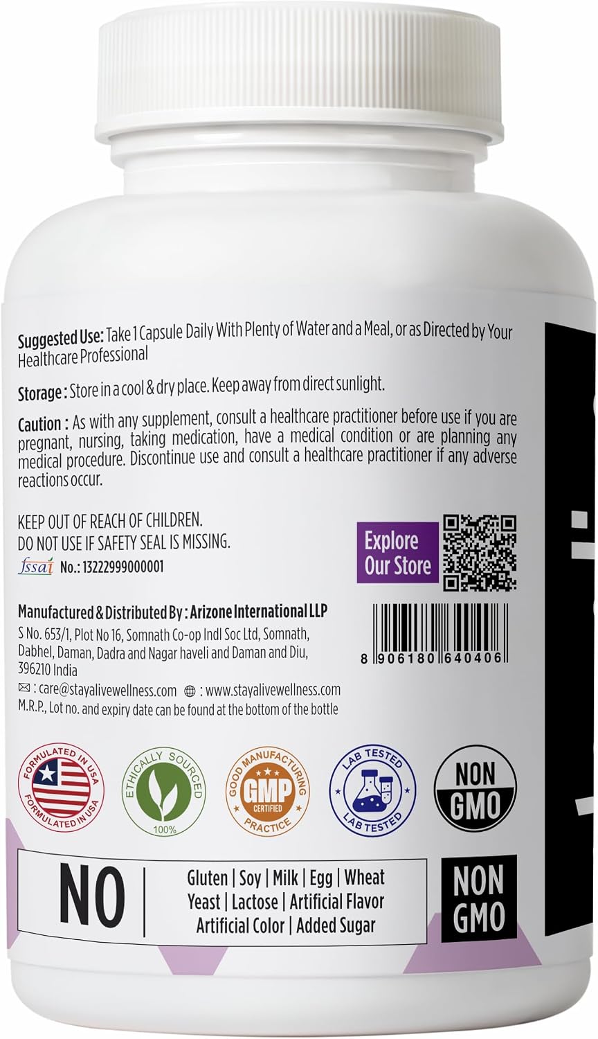 STAY ALIVE Suplemento Gestor de Cortisol 15-en-1, 120 Cápsulas Veganas