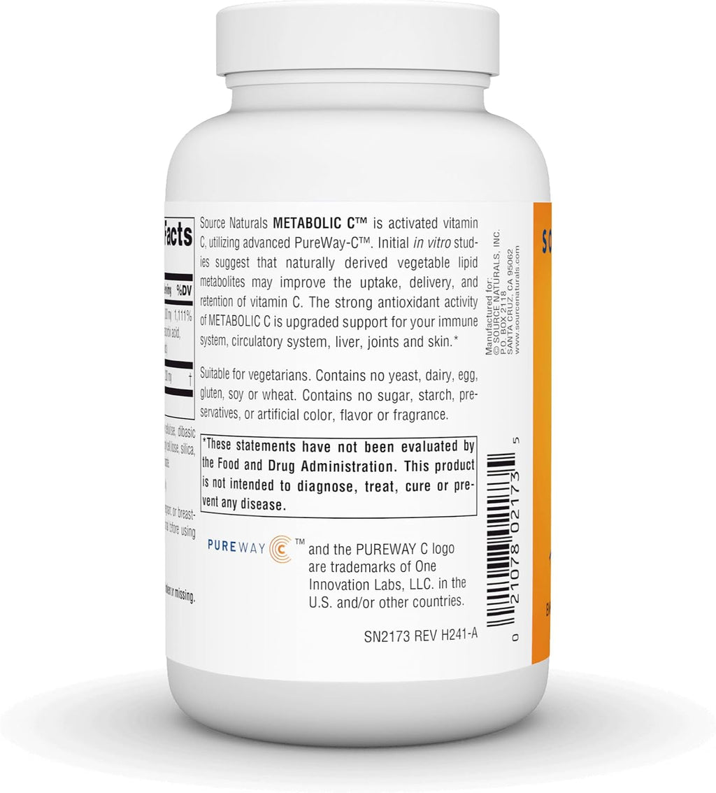 Source Naturals Metabolic C, Vitamina C Optimizada 1000 mg, 100 Comprimidos