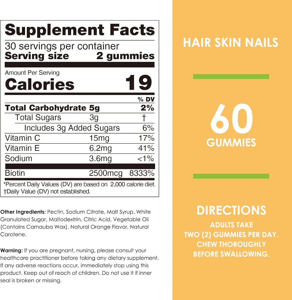 Nature's Key Gominolas de Biotina con Vitamina C y E – Veganas – 60 unidades