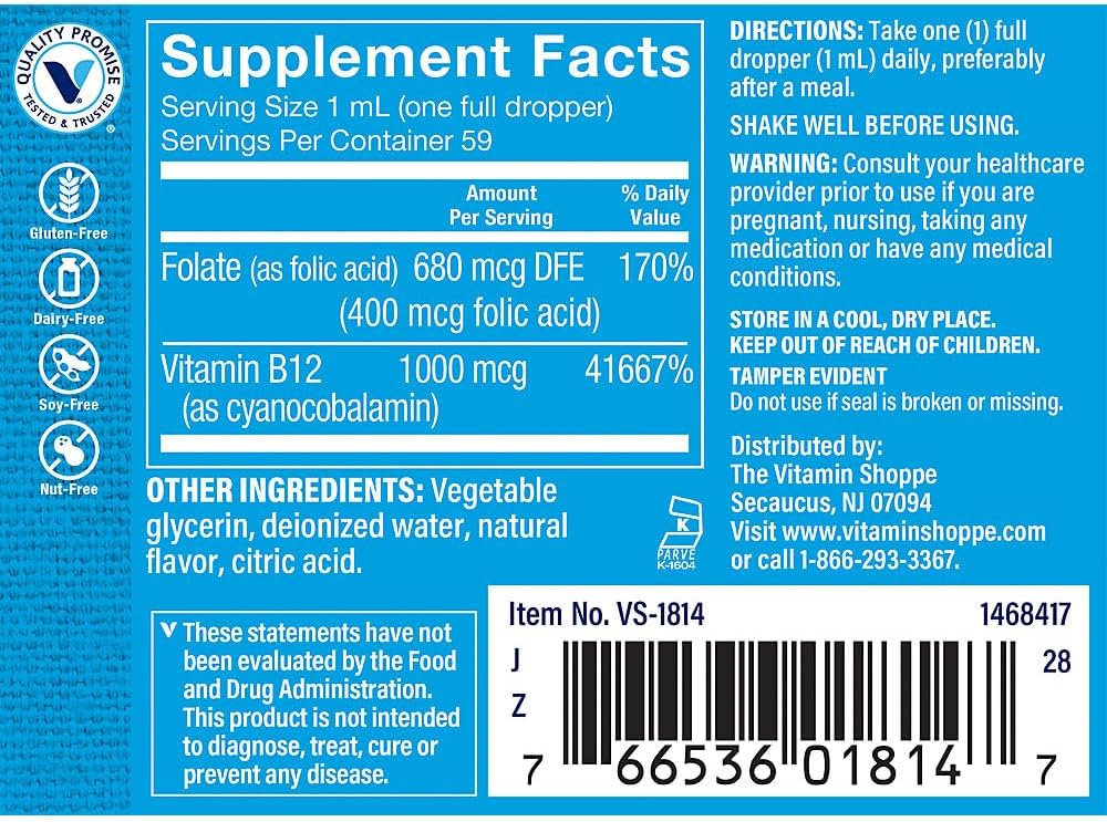 The Vitamin Shoppe Vitamin B12 - Energy Production, Nervous System & Red Blood Cell Support, Daily B Vitamin