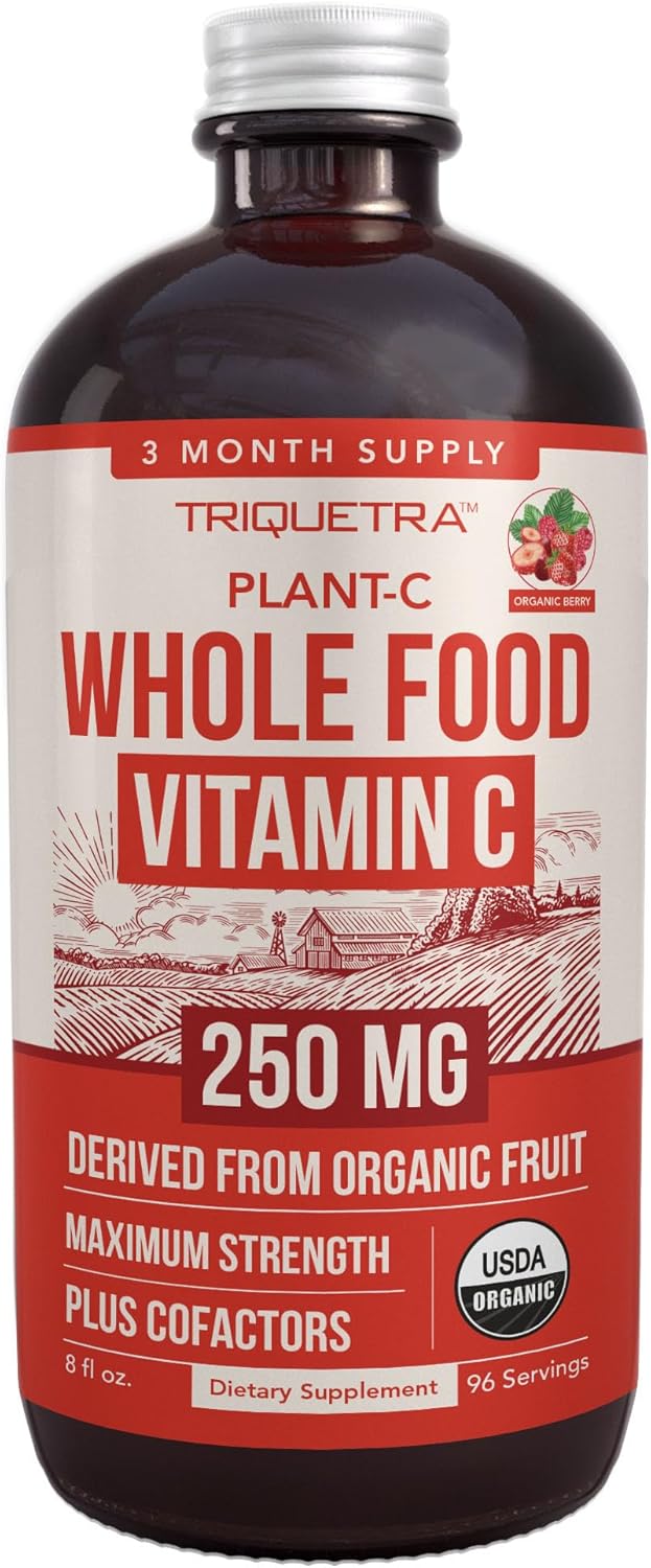 Triquetra Health – Vitamina C Orgánica de Fruta Entera con Bioflavonoides y Rutina (250 mg, 90 Cápsulas)