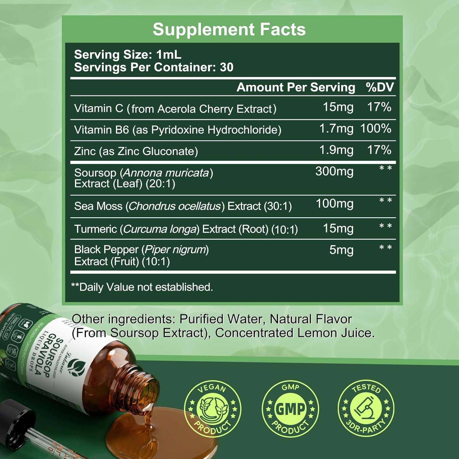 Lukaree Soursop Graviola Extracto Líquido con Sea Moss - 2 Pack, 30 ml cada uno