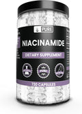 PURE ORIGINAL INGREDIENTS Niacinamida (730 Cápsulas) Sin Rellenos de Magnesio o Arroz, Siempre Pura, Verificada en Laboratorio