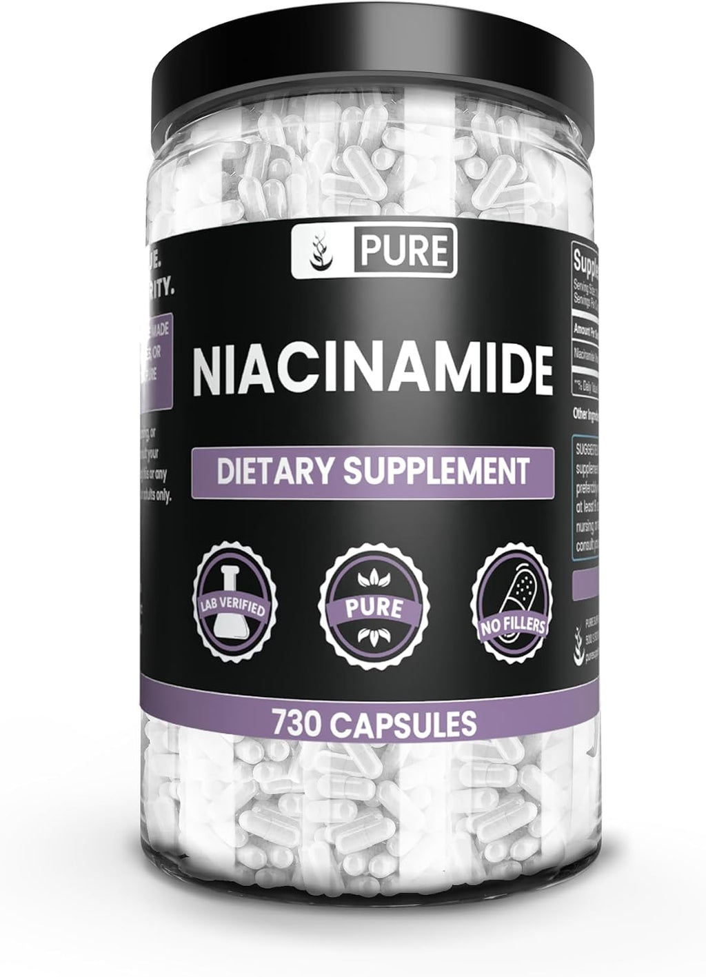 PURE ORIGINAL INGREDIENTS Niacinamide (730 Cápsulas) Sin Rellenos, Siempre Pura, Verificado en Laboratorio