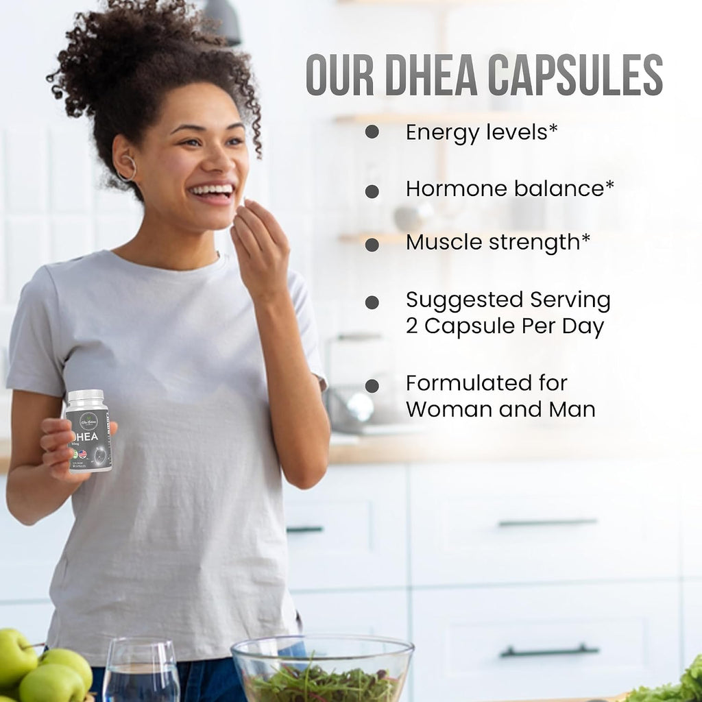 DHEA 100mg | Suplemento Non-GMO y Sin Gluten | 60 Cápsulas