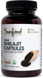 Sunfood Superfoods Natural Shilajit Capsules - Himalayan Extract with Fulvic Acid, 90 Capsules