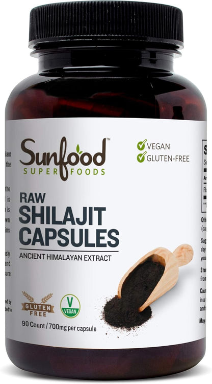 Sunfood Superfoods Cápsulas de Shilajit Natural - Extracto del Himalaya con Ácido Fúlvico, 90 Cápsulas – Image 1