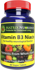 Matrix Nutrients Vitamina B3 Niacina – 100% Orgánico – 60 Comprimidos Veganos