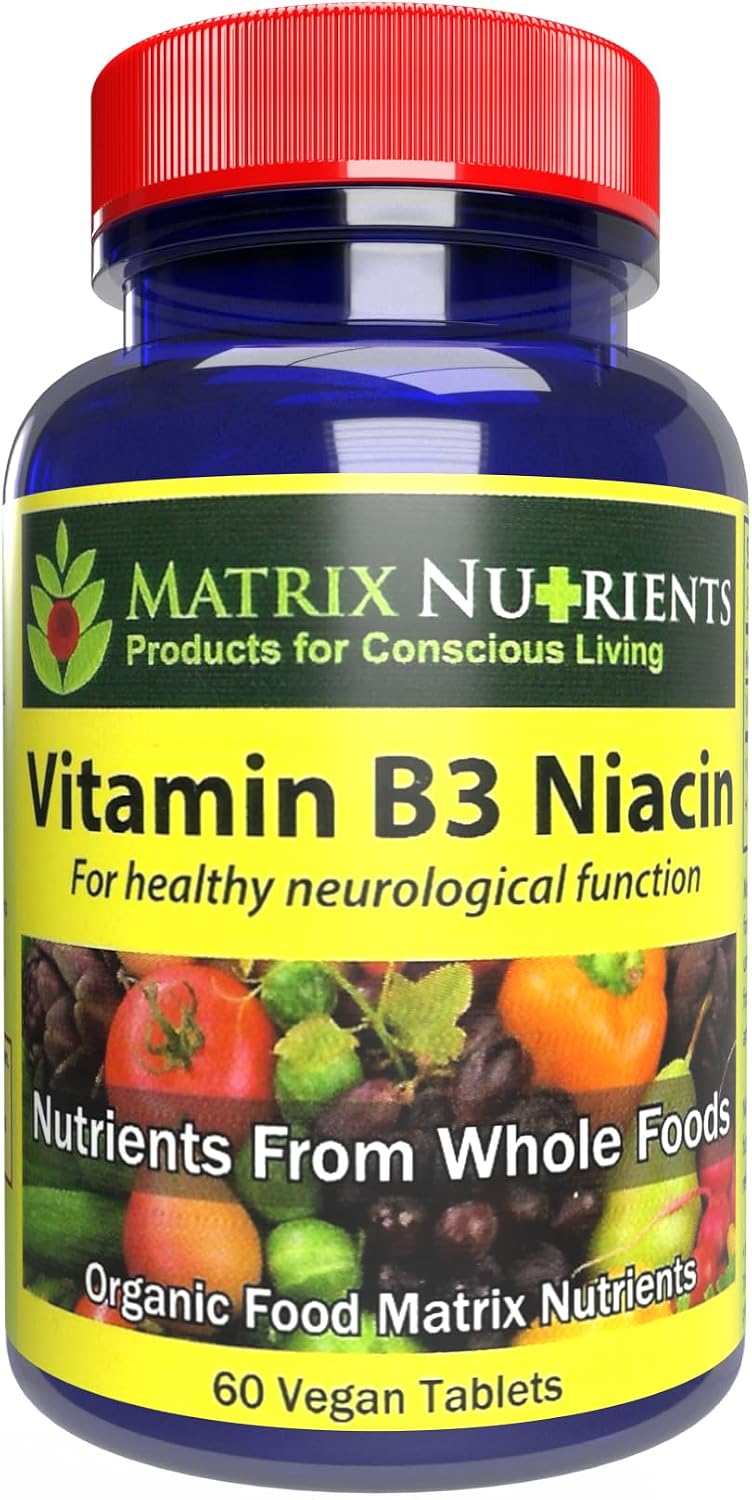 Matrix Nutrients Vitamina B3 Niacina – 100% Orgánico – 60 Comprimidos Veganos