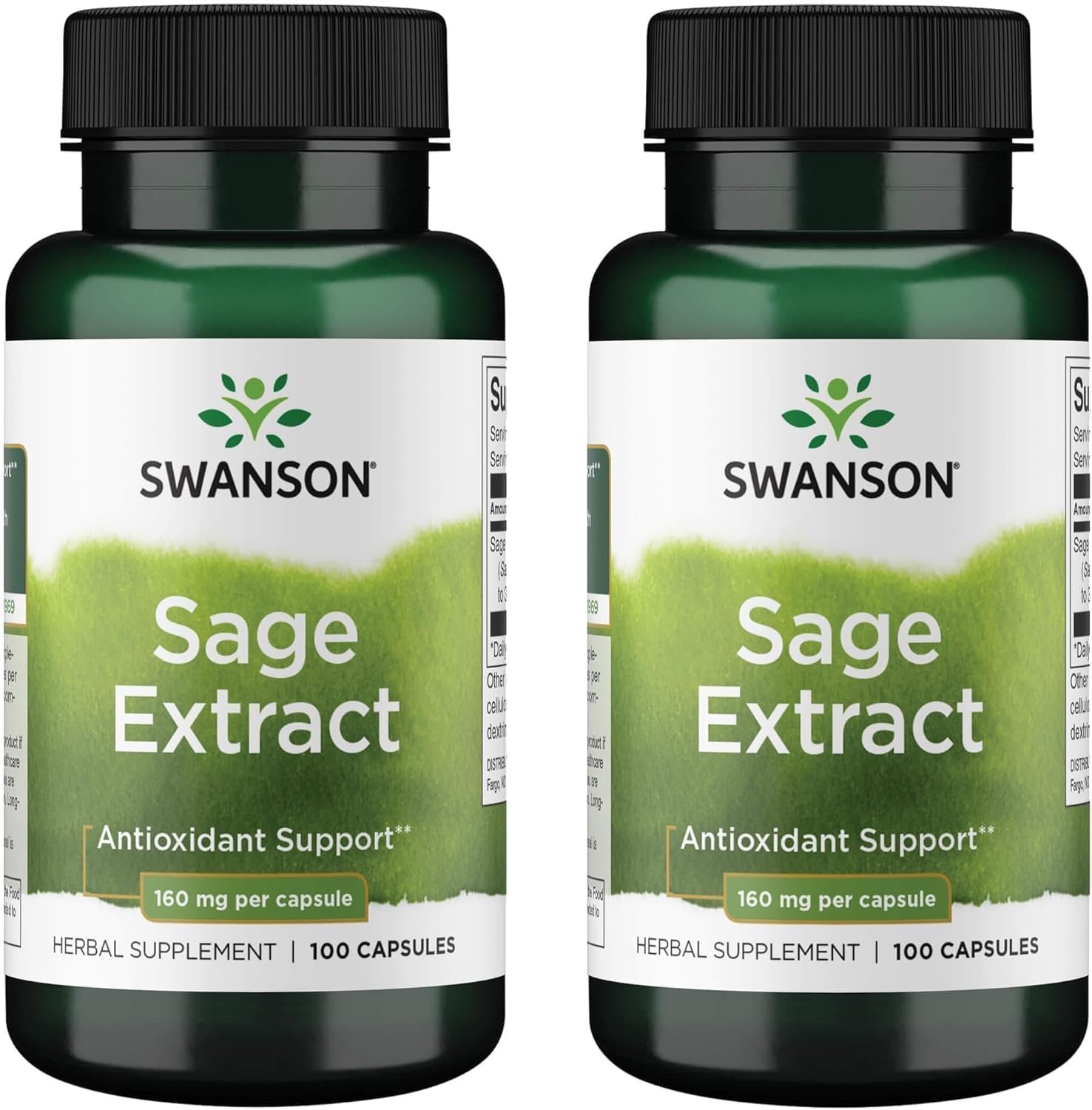 Swanson Extracto de Salvia, 160 mg, 100 Cápsulas (Paquete de 2)