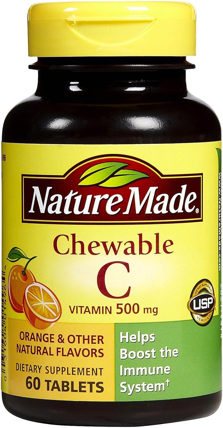 Nature Made Vitamin C 500 mg Chewable Orange Flavor Tablets – 4-Pack (240 Tablets)