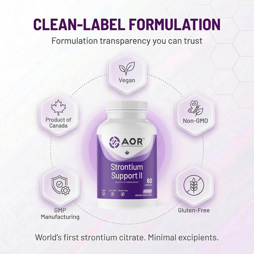AOR Strontium Support II 341mg, 60 Cápsulas Veganas - Citrato de Estroncio para la Estructura Ósea