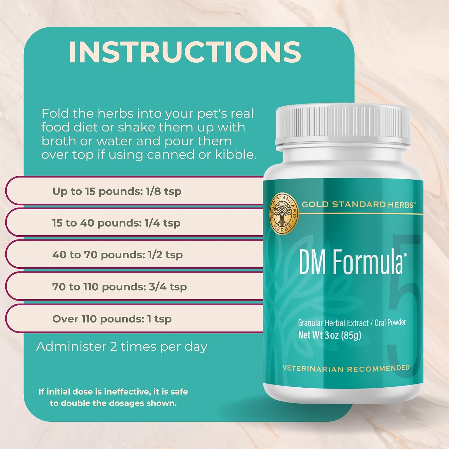 DM Formula - Extracto Herbal Granulado para Perros con Mielopatía Degenerativa, 85 g de Gold Standard Herbs