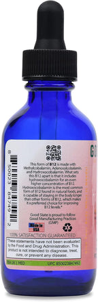 Good State Liquid Hydro B12 - 3000 mcg de Vitamina B12 Líquida, 60 dosis, Vegano