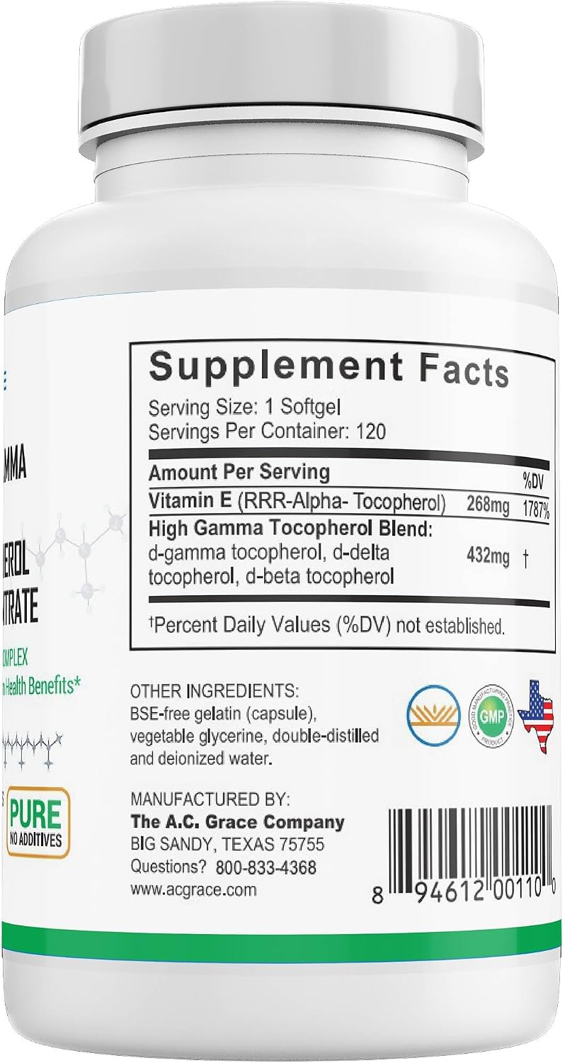 UNIQUE E A.C. Grace Company - Mixed Tocopherols, 120 Softgels - Natural Vitamin E