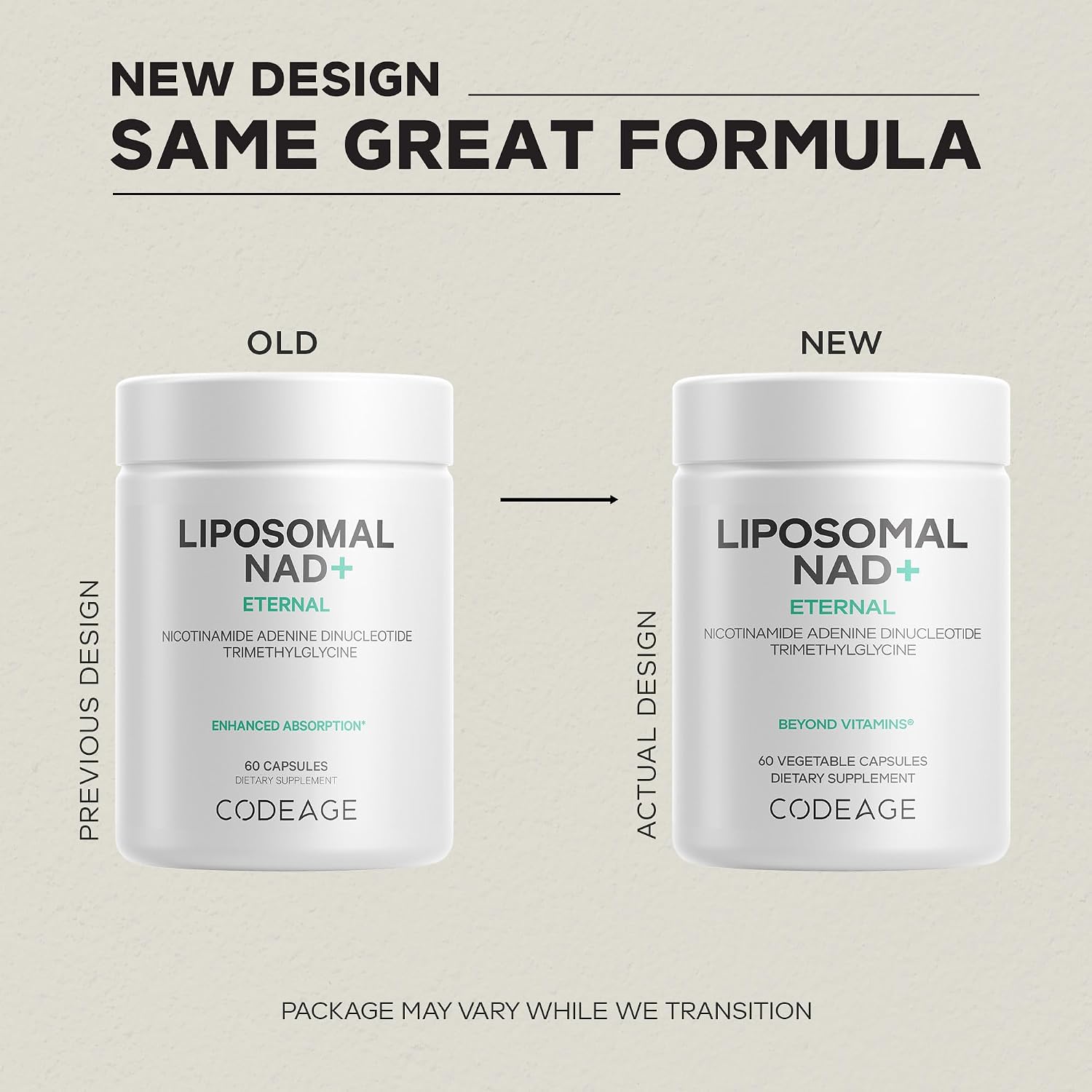 Codeage NAD+ Liposomal 500 mg con Betaína Anhidra - 60 Cápsulas