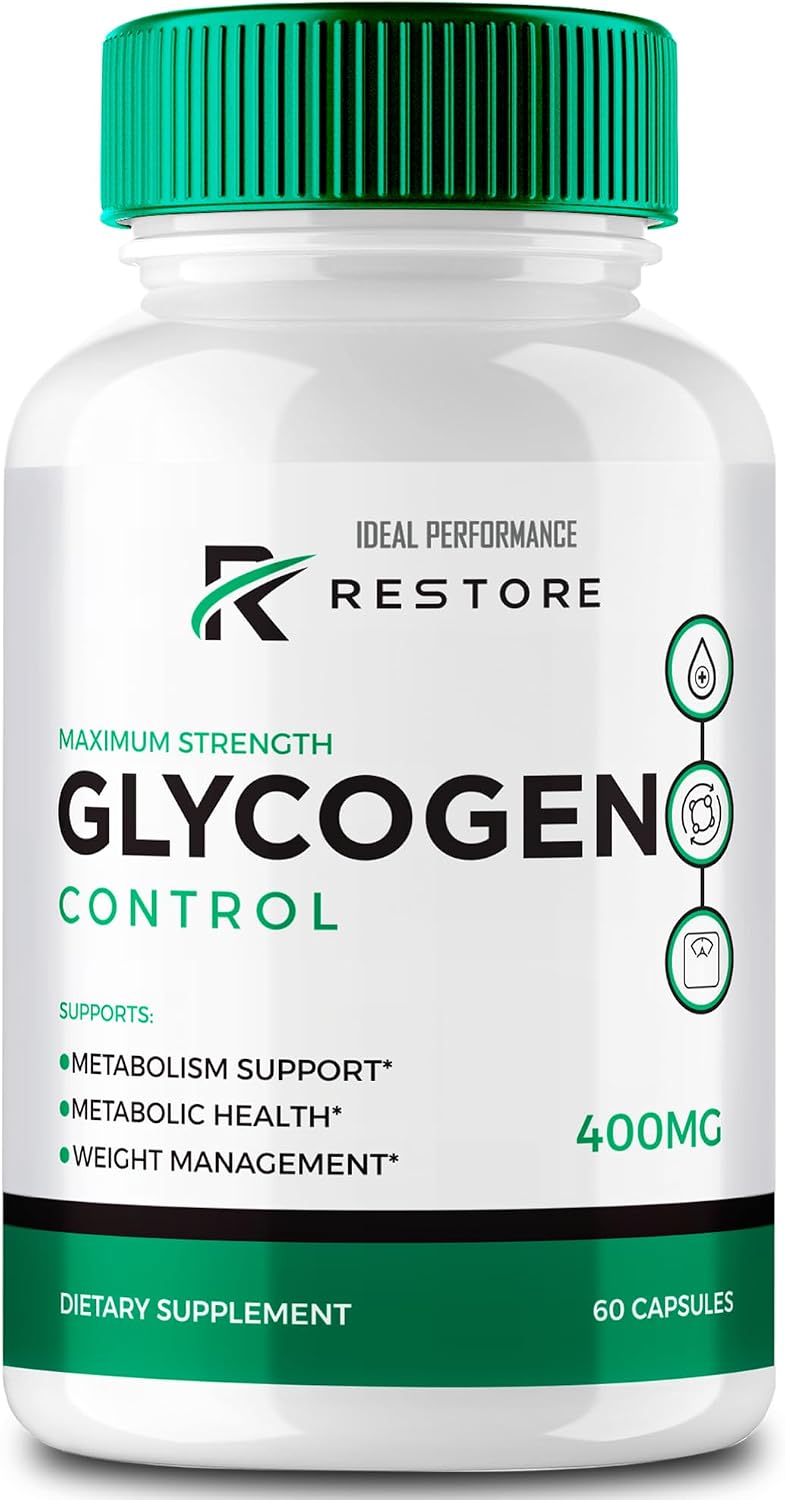 Restore Glycogen Control Cápsulas, Fórmula Natural de Máxima Potencia, 60 Cápsulas