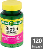 Biotina 5000 mcg – Super Potencia – 120 Cápsulas Blandas