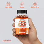 ADK Gummies Vitamina D3 K2 (60 Gominolas Sin Azúcar) - 10000 UI / 5000 UI - Sabor Frambuesa - Vegano - No GMO