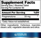 Douglas Laboratories Pregnenolona (25 mg) - 60 Comprimidos