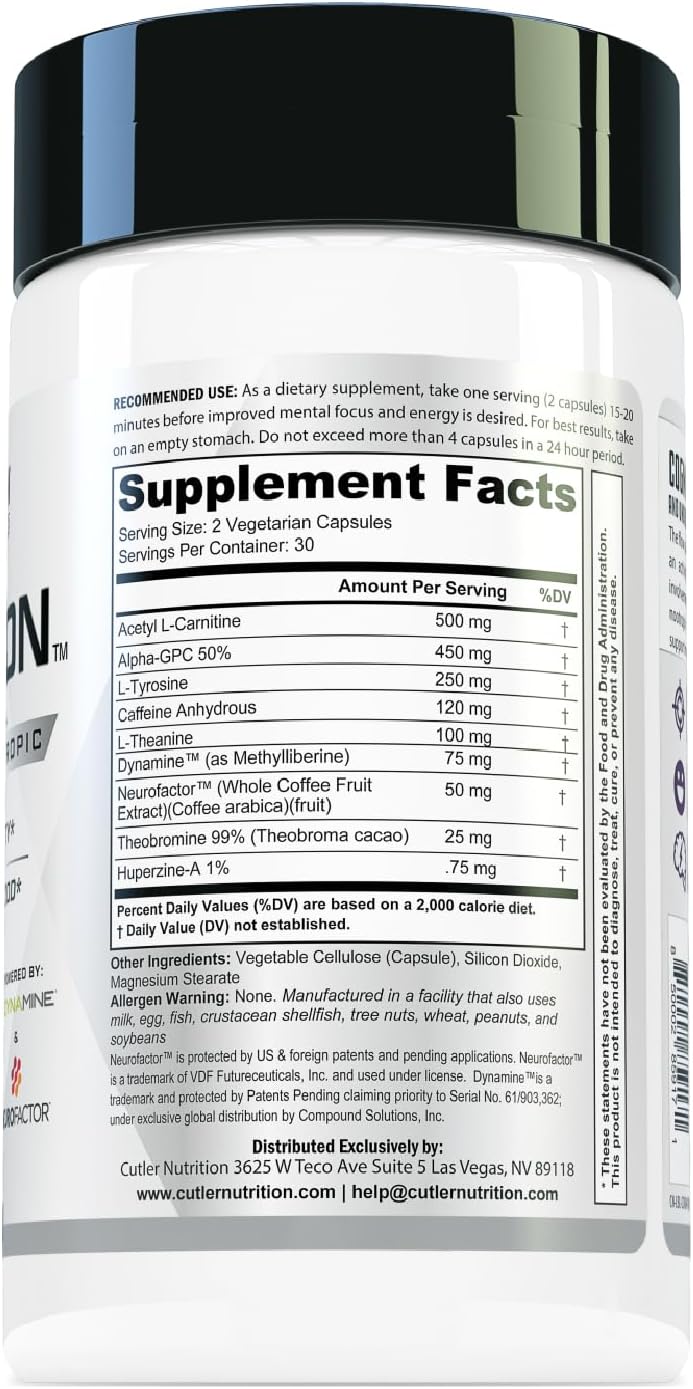 COGNITION Nootrópico de Alta Potencia para Enfoque y Claridad Mental - 60 Cápsulas