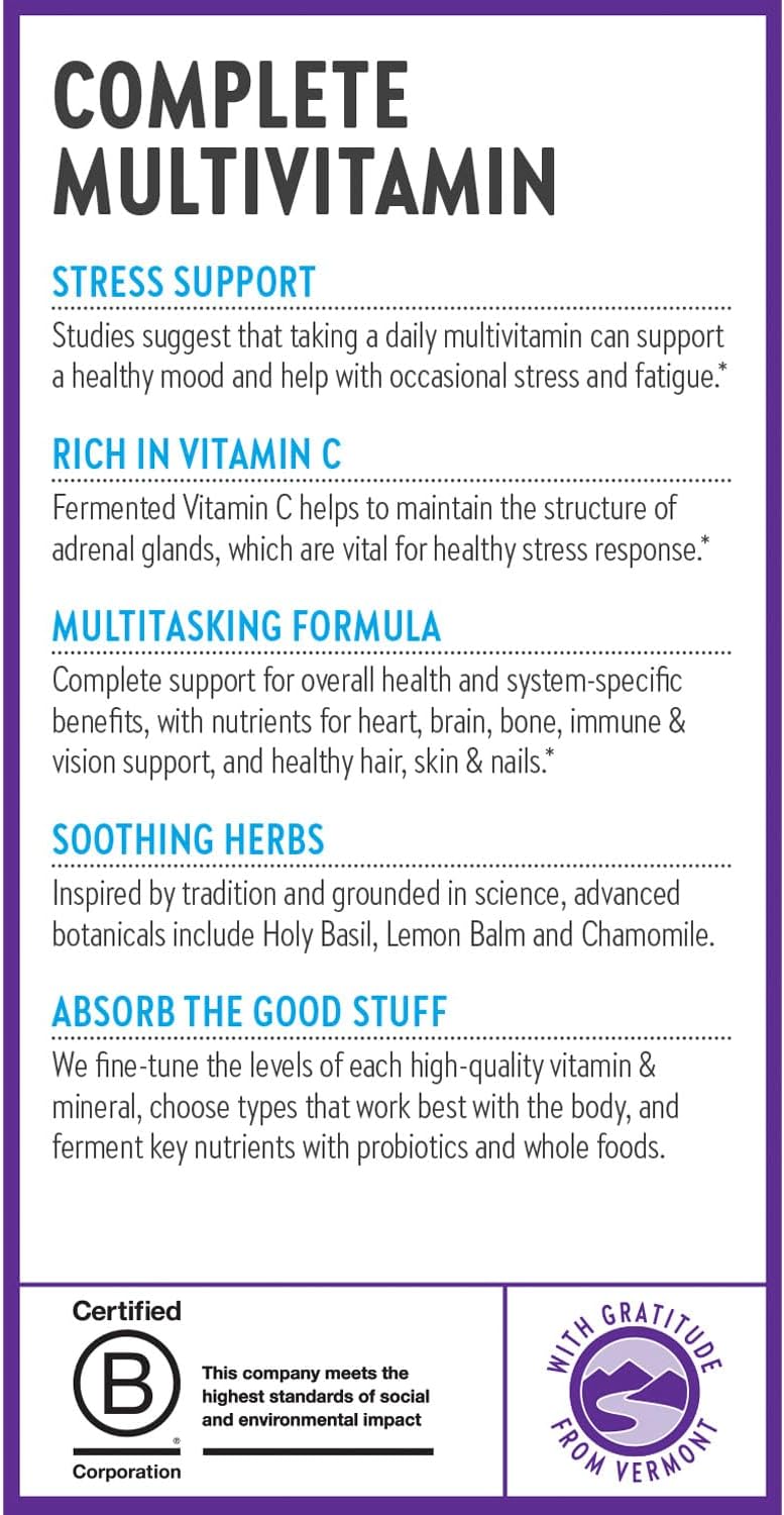 New Chapter Perfect Calm - Multivitamínico Diario para el Estrés y el Ánimo con Vitaminas B + Albahaca Santa + Melisa + Ingredientes Orgánicos - 144 Comprimidos